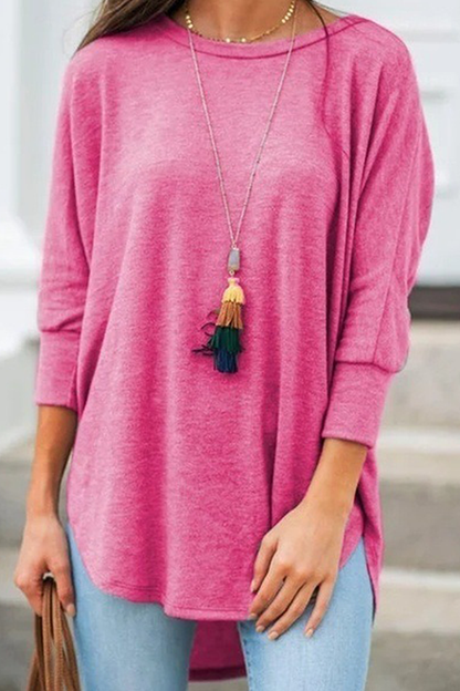 Basic Asymmetrical O Neck T-shirts(7 Colors)
