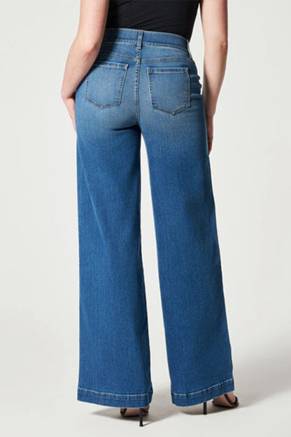 Street Patchwork Mid Waist Loose Denim Jeans