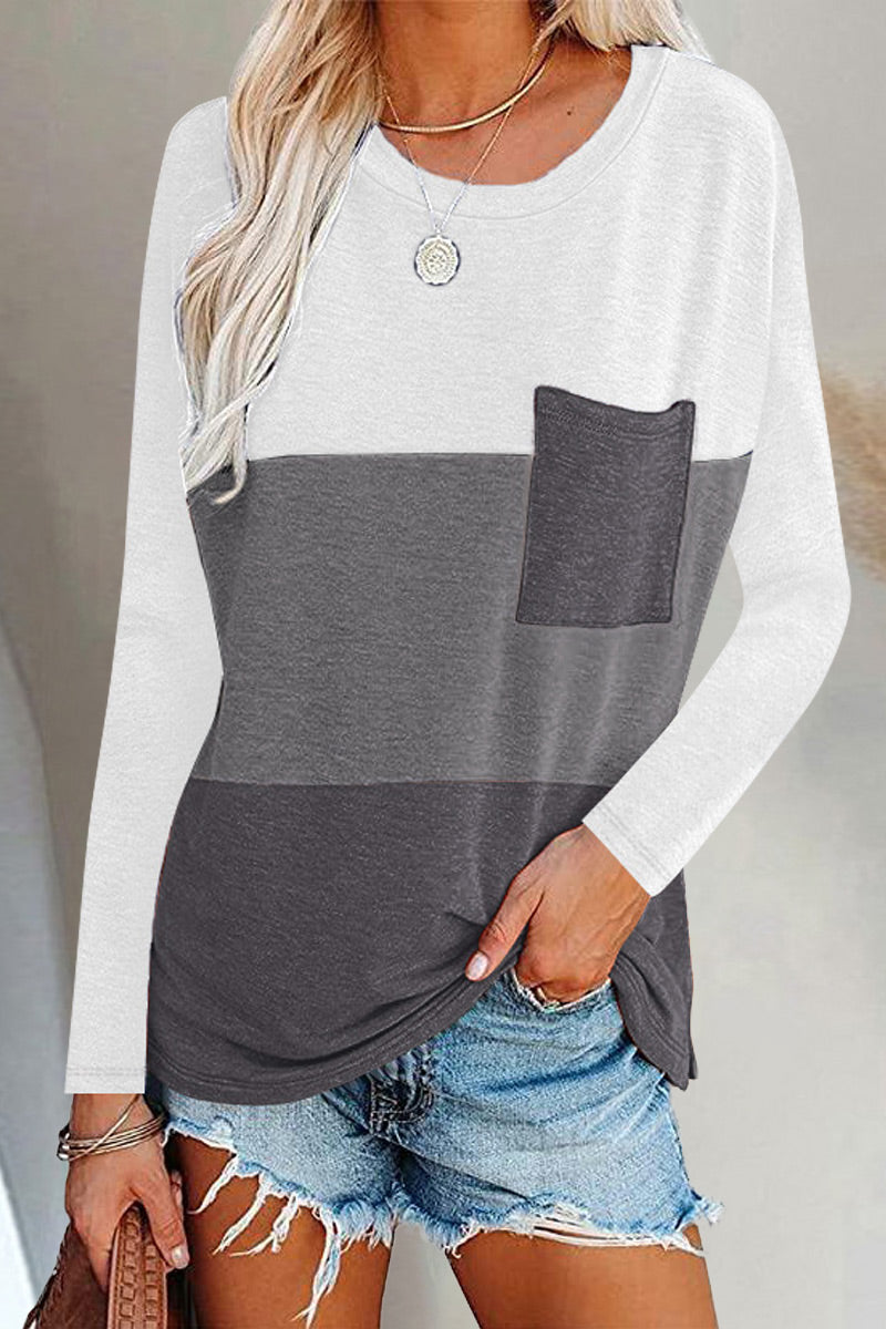Split Joint O Neck T-shirts(6 Colors)