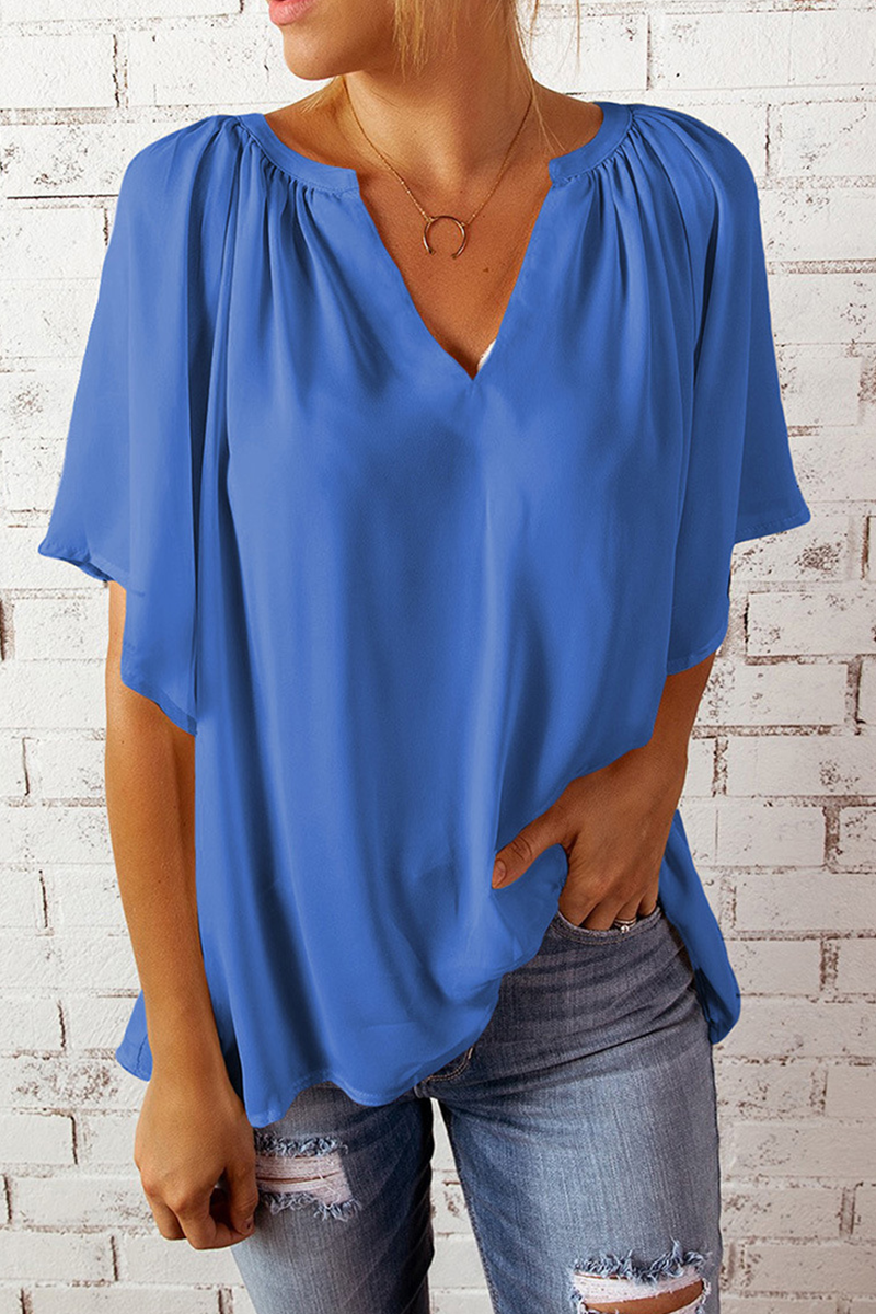 Split Joint V Neck T-shirts(6 Colors)