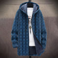 Men's Vintage Geometric Art Knitted Cozy Hooded Cardigan artswardrobe