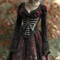 Comstylish Women's Halloween Skull Rose Dress