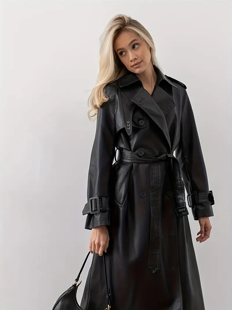 JO | Trench coat leather jacket with belt