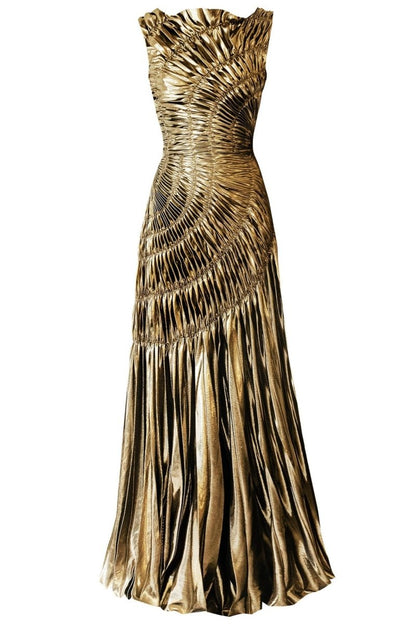 Camila Metallic Pleated Midi Dress
