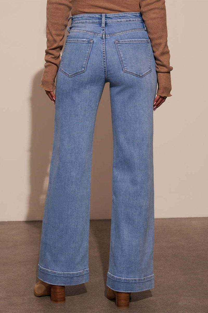 Distressed Pocket High Waist Loose Denim Jeans