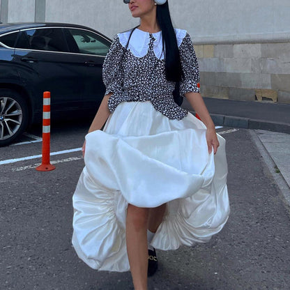 Taruxy Satin High Waisted Skirt for Patchwork Ball Gown Party Long Skirt Color Loose Summer Female