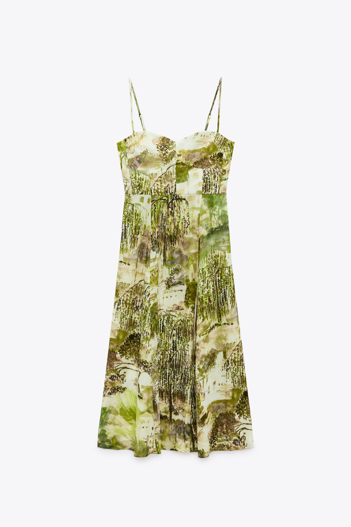 Printed Slit Cami Midi Dress