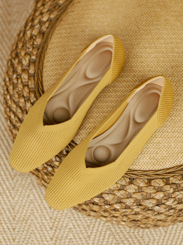 Color Square-toe Flats Shoes