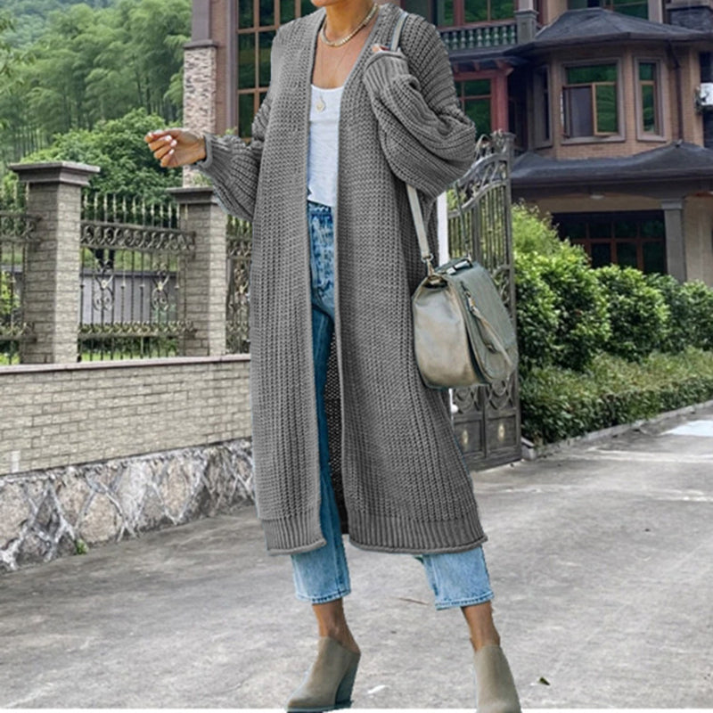 Vintage Long Sleeve Sweater Solid Color Cardigan elevenforest