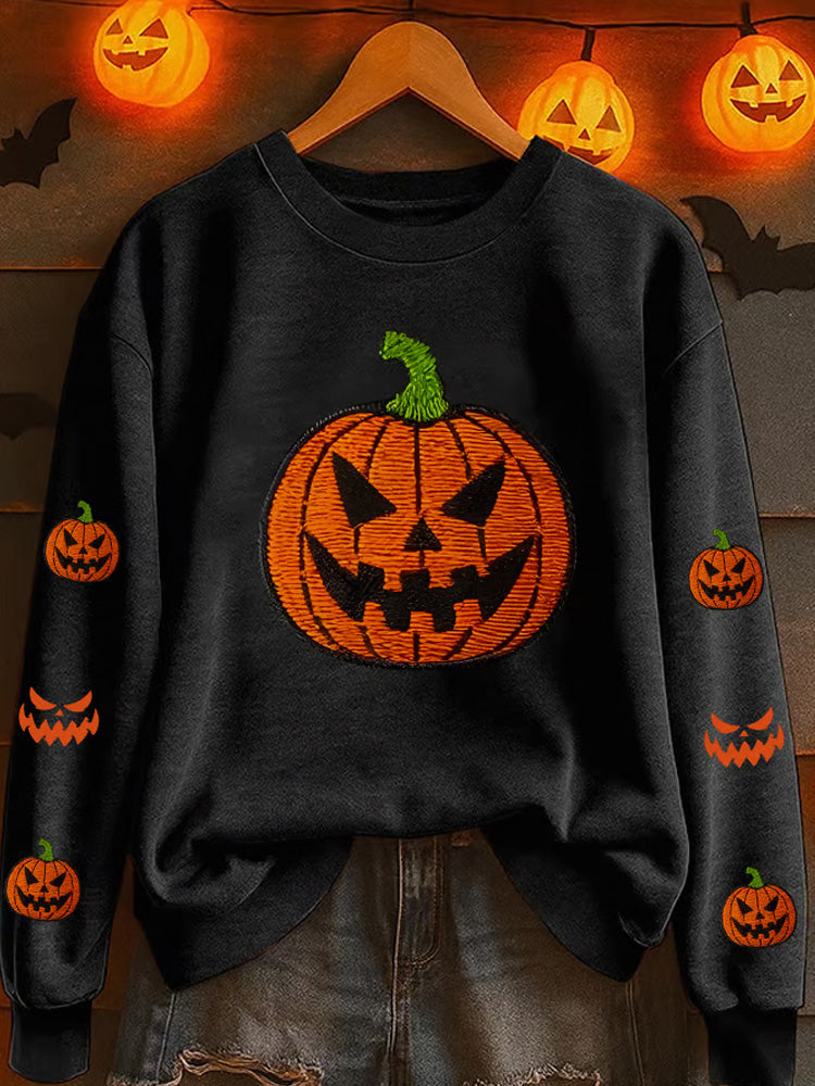 Women's Halloween Pumpkin Printed Hooded Sweatshirt artswardrobe