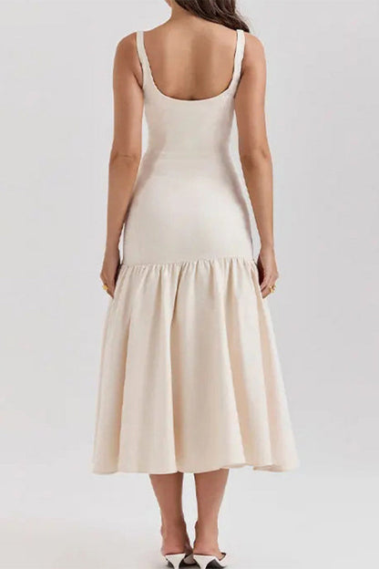 Color Ruched U Neck Vest Dresses