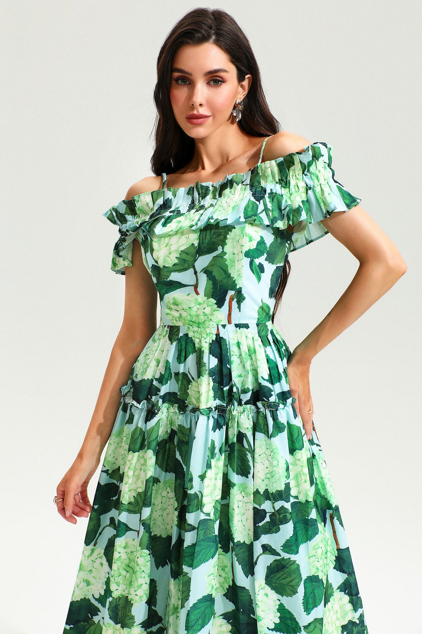 Printed Off-shoulder Maxi Dress