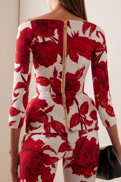 Cynthia Printed Off-shoulder Set