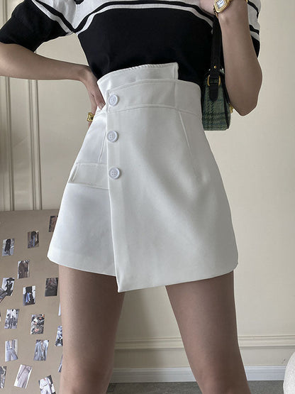 High Waisted Irregular Clipping Color Culotte Shorts Bottoms