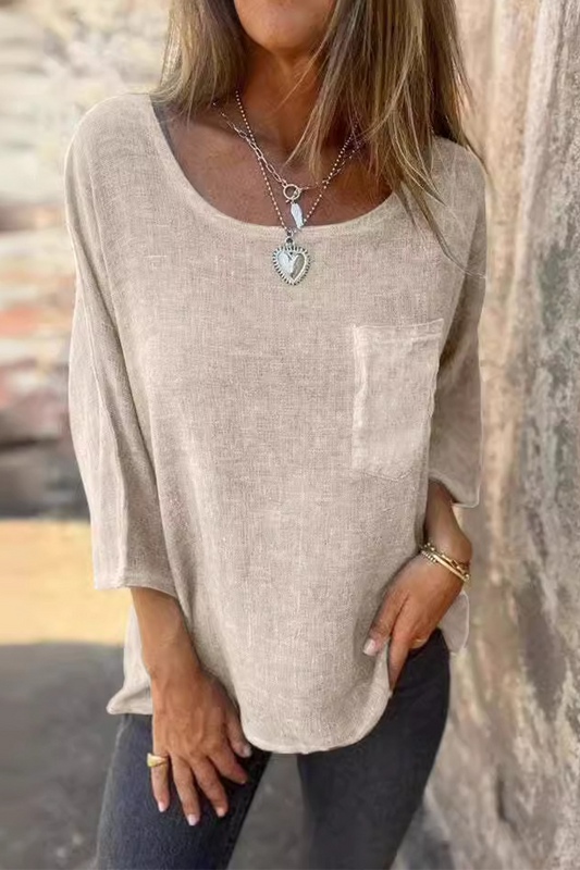 Color Pocket O Neck T-shirts(4 Colors)
