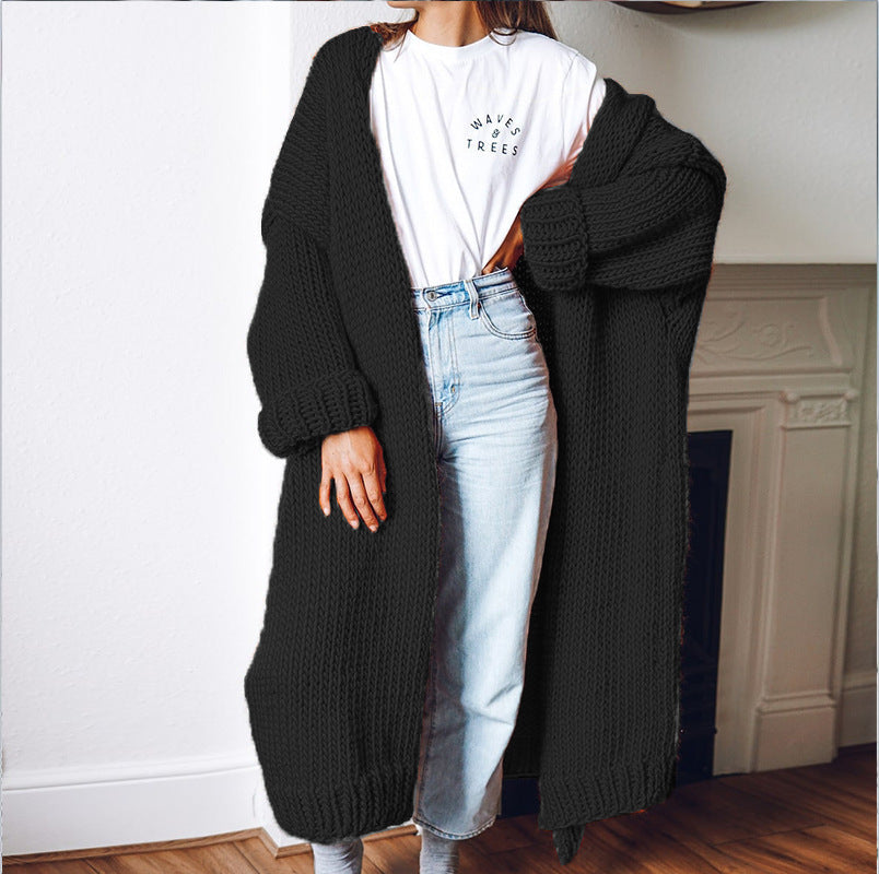 Casual Loose Long Thick Placket Sweater Cardigan elevenforest