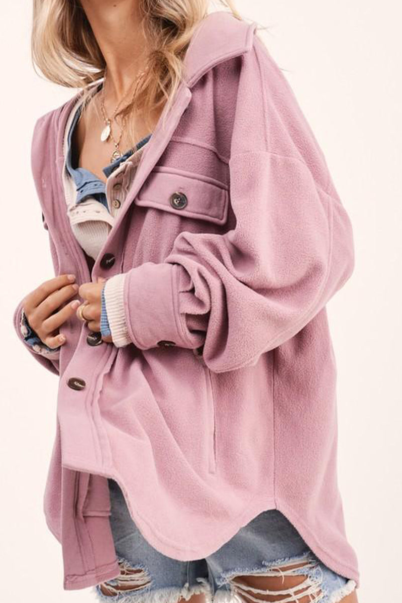 Pocket Turndown Collar Tops(9 Colors)