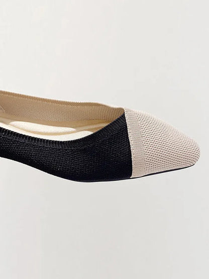 Contrast Color Pointed-toe Split-joint V-cut Flat Shoes Flats