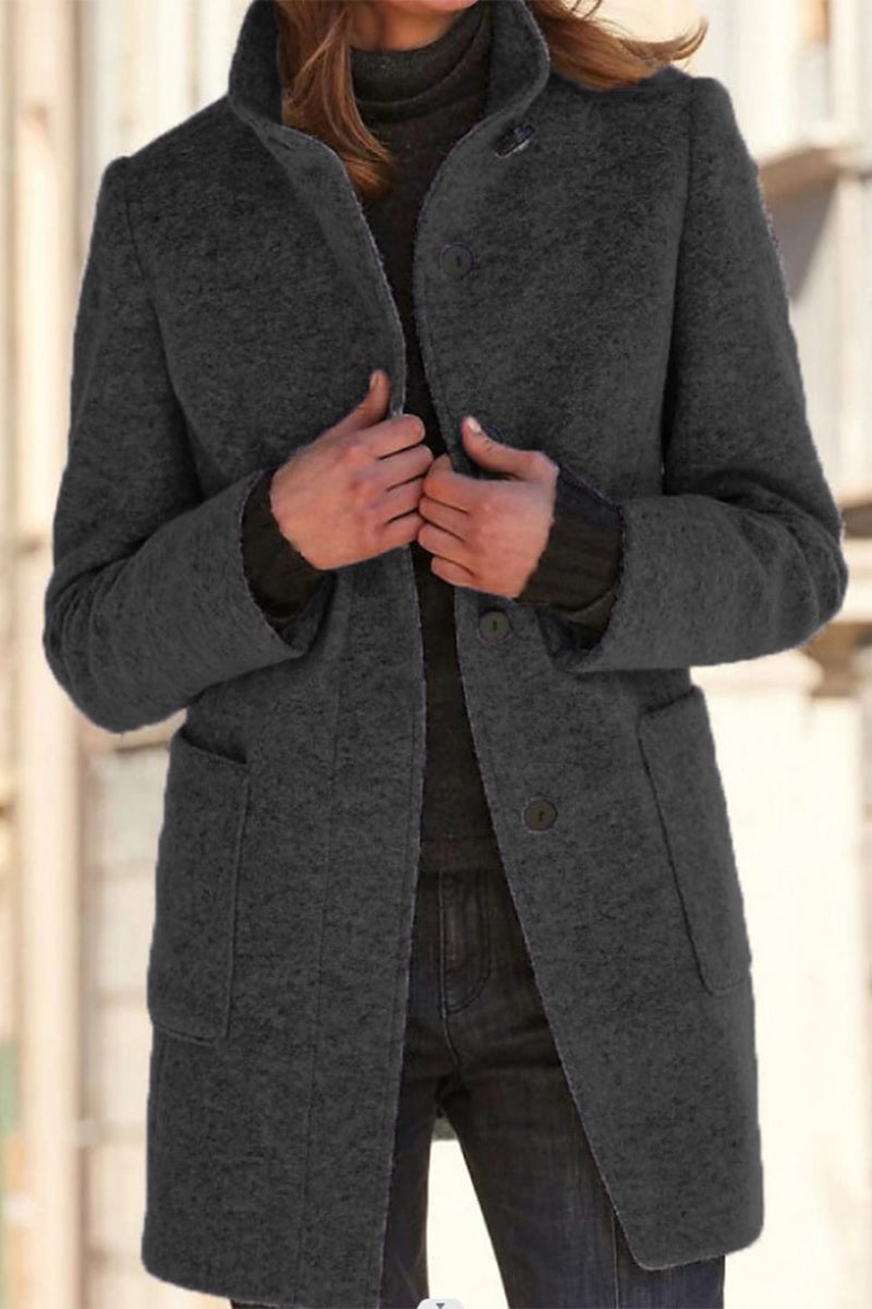 Color Mandarin Collar Outerwear
