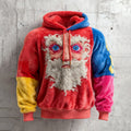 Comstylish Men's Fun Christmas Santa Claus Color Block Flannel Hoodie