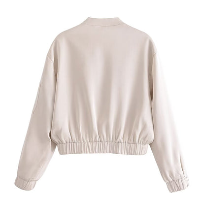 Summer Clothing Stand Collar Long Sleeve Bomber Jacket Working Pants Set – Stylish Outfit for
