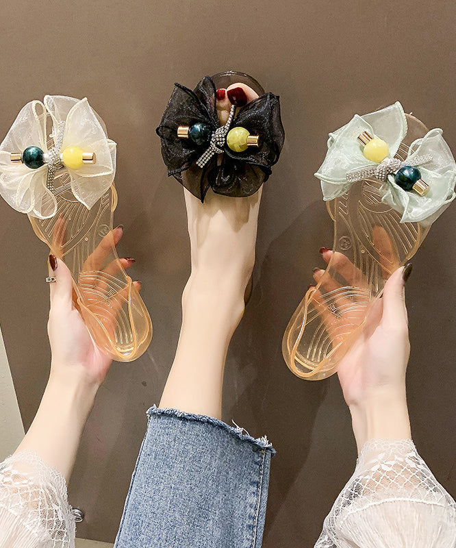 Tulle Bow Transparent Crystal Walking Sandals Aa003