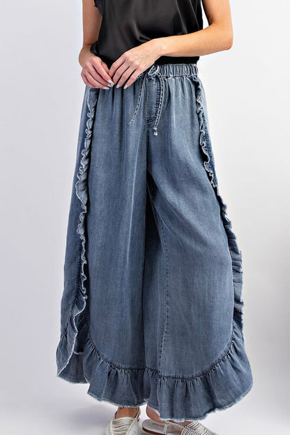 Frenulum Flounce High Waist Loose Denim Jeans