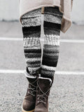 Vintage Black & White Patchwork Cozy Knit Leggings elevenforest