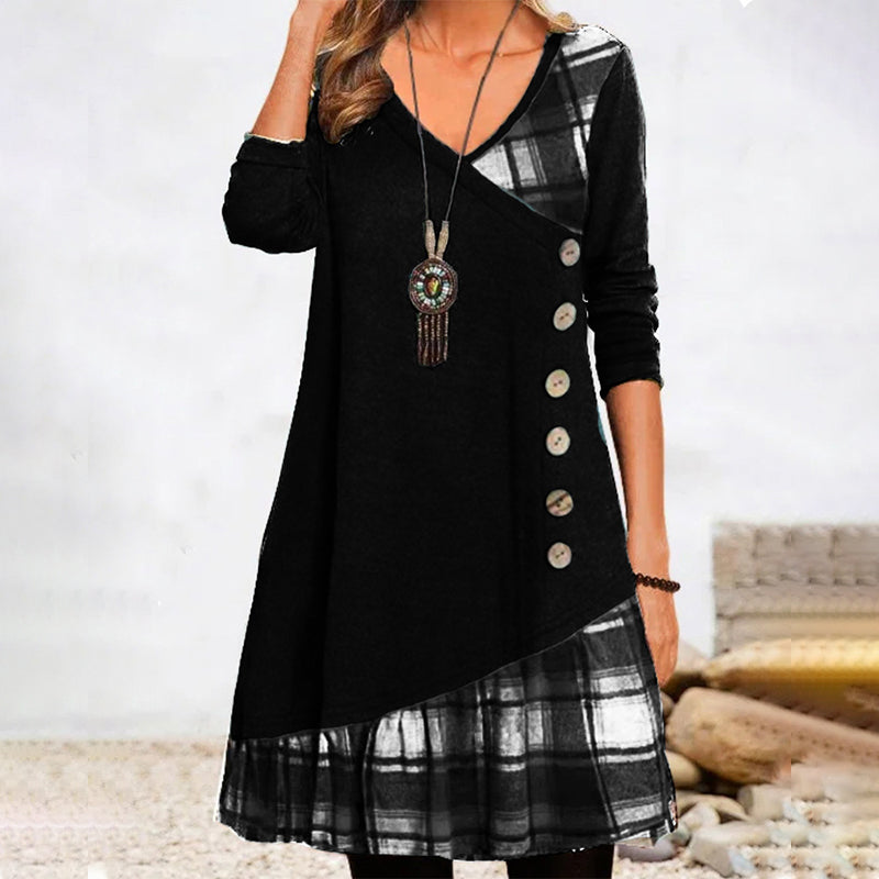 JO | Long sleeve plaid midi dress