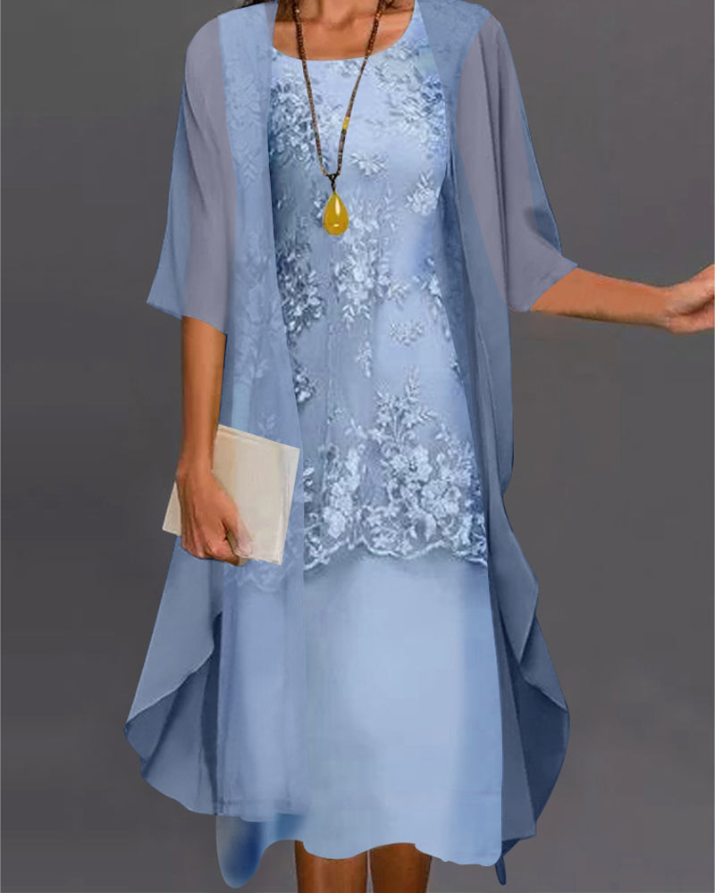 KS | Elegant, two-piece chiffon dress