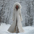 Comstylish Women's Viking Celtic Knot Art Cozy Fur Trim Hooded Cardigan