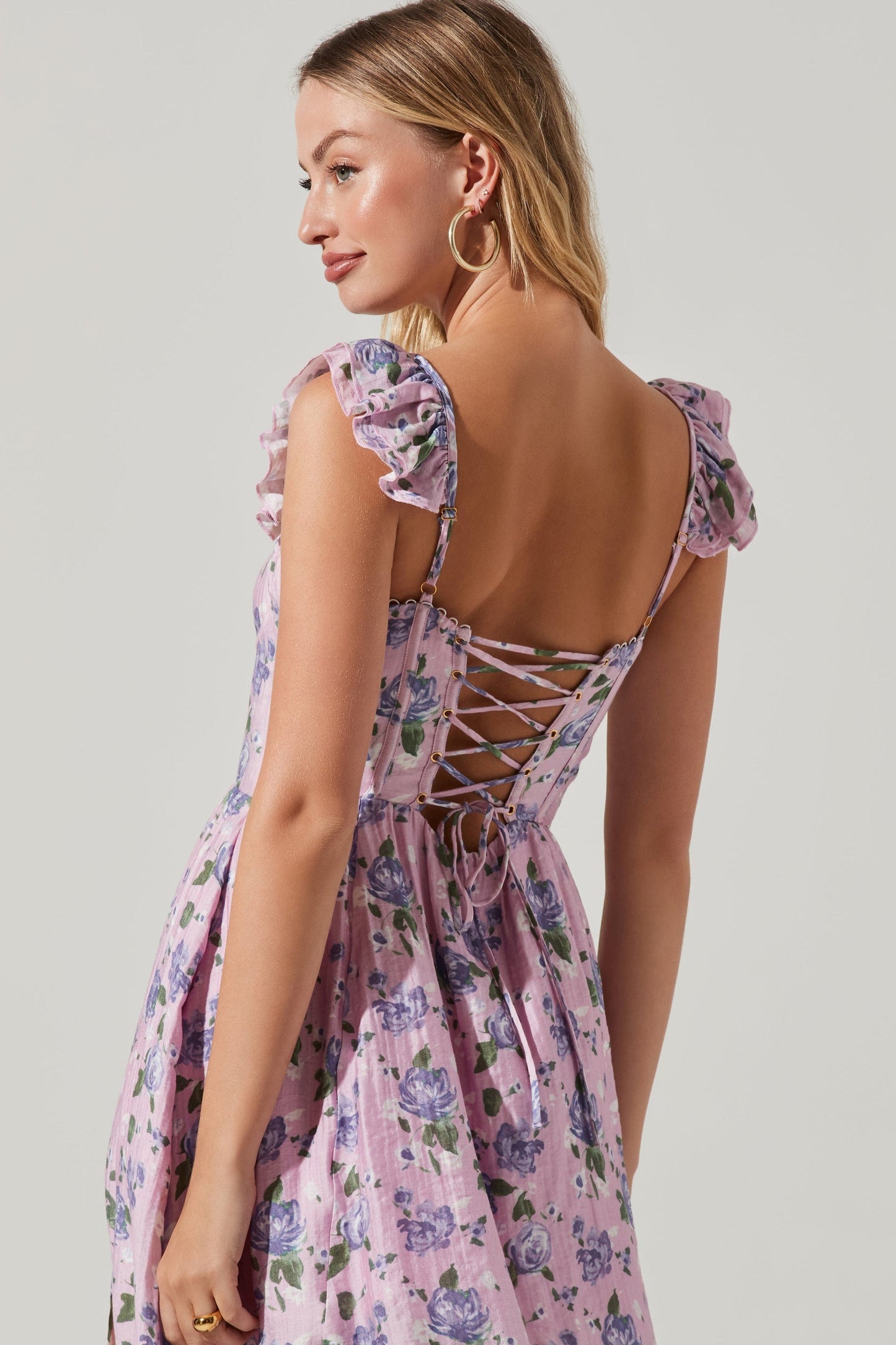 Bustier Ruffle Hem Cami Slit Midi Dress