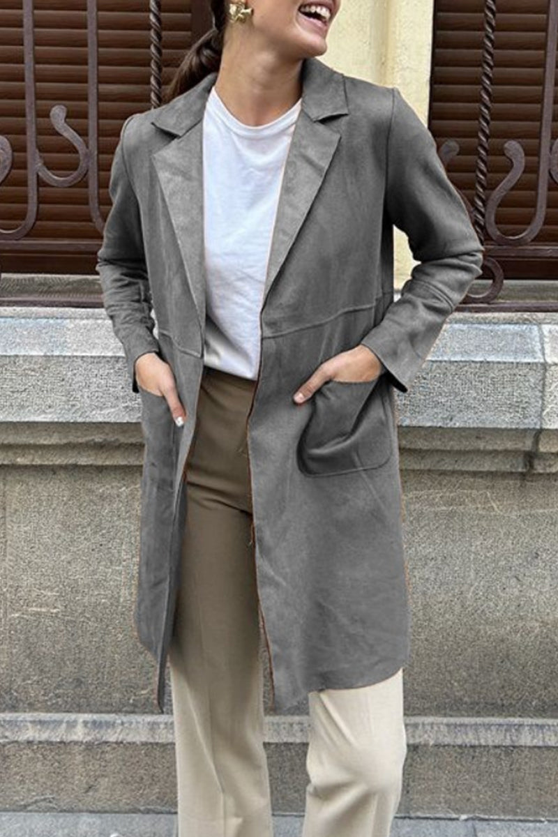Street Simplicity Pocket Turn-back Collar Outerwear