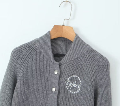 Knitting Cardigan Round Neck Slim Single Breasted Knitwear Autumn Clothing