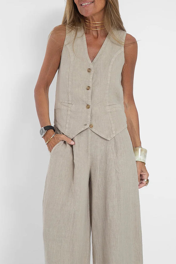 Linen Waistcoat Two Set Suits
