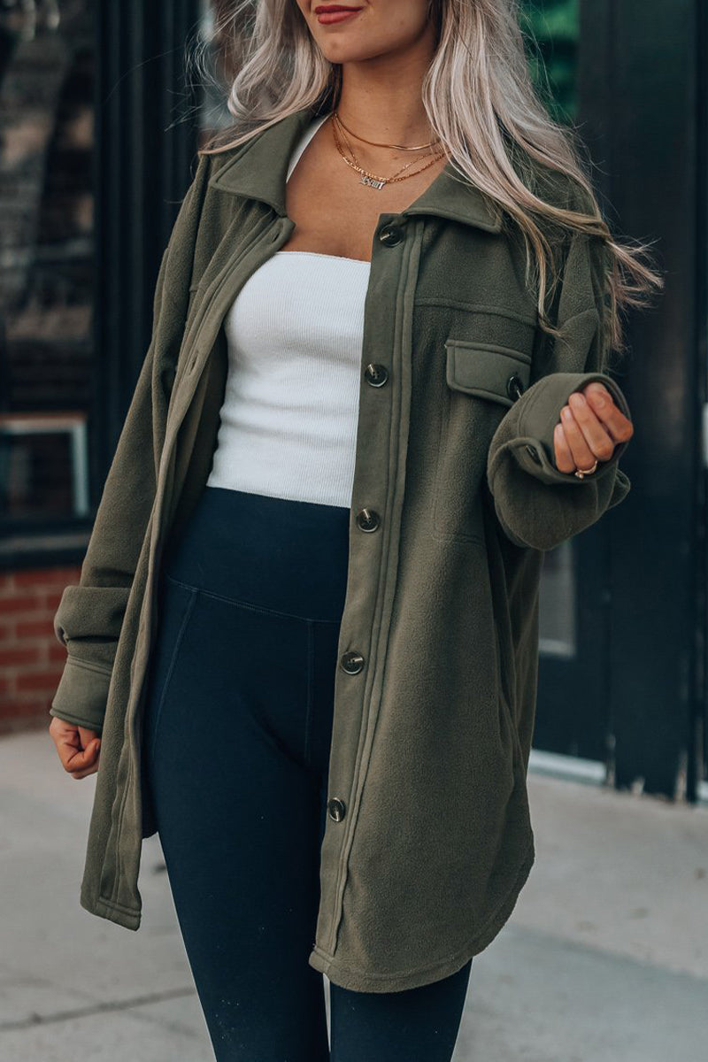 Pocket Turndown Collar Tops(9 Colors)