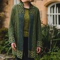 Women's  Irish Celtic Knotted Contrast Jacquard Cardigan artswardrobe
