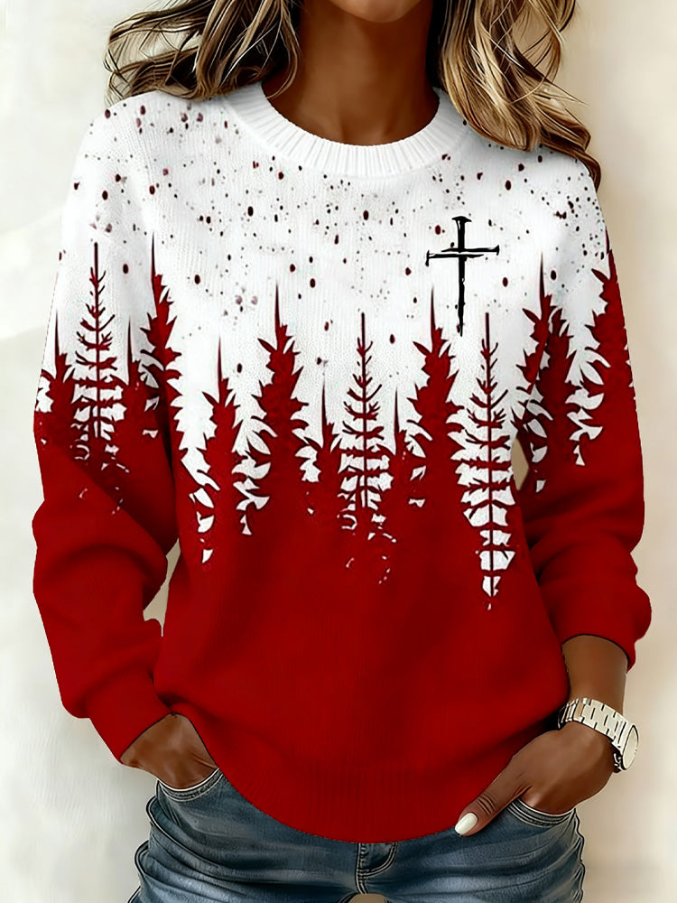 Comstylish Women's Christmas Faith Print Turtleneck Base Knit Top
