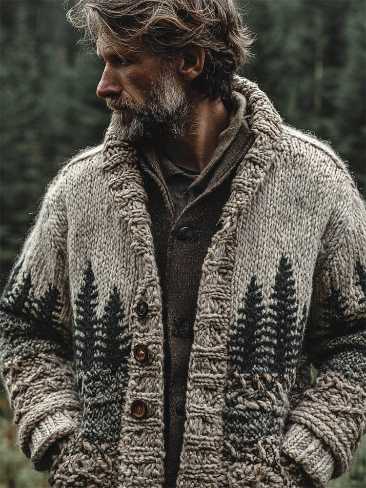 Men's Vintage Forest Inspired Cozy Chunky Cardigan elevenforest