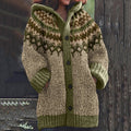 Vintage Geometry Jacquard Button Down Cozy Sweater elevenforest