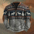 Comstylish Men's Vintage Merry Christmas Deer Print Sweatshirt