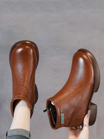 Commute Leather Zipper Mid-heel Boots Ah1065