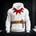Comstylish Retro Fun Christmas Elements Design Men's Hooded Flannel Sweatshirt