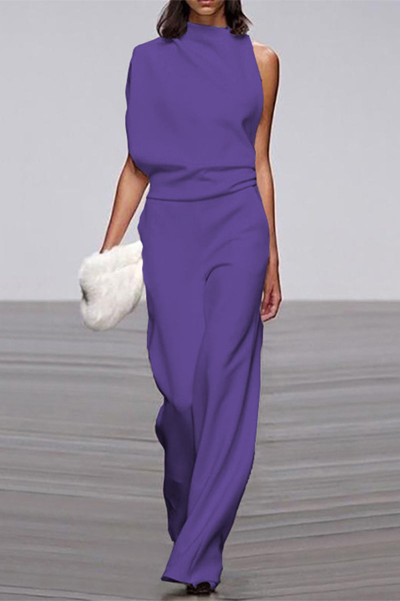 Patchwork Half a Turtleneck Boot Cut Jumpsuits(12 Colors)