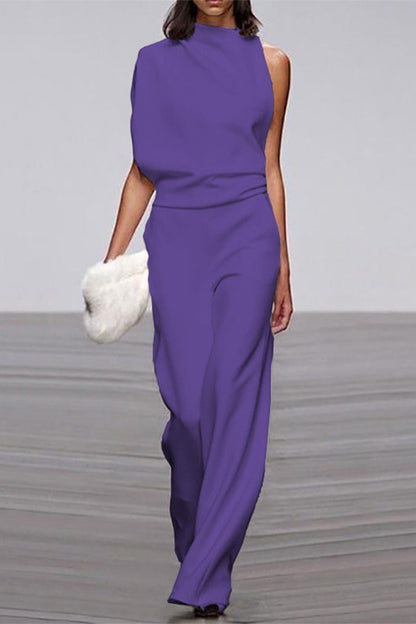 Patchwork Half a Turtleneck Boot Cut Jumpsuits(12 Colors)