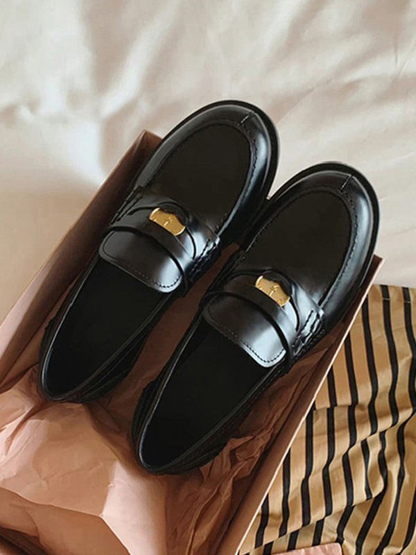 Round-toe Split-joint Loafers
