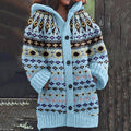 Vintage Tribal Floral Icelandic Knit Pattern Cozy Cardigan Sweater elevenforest