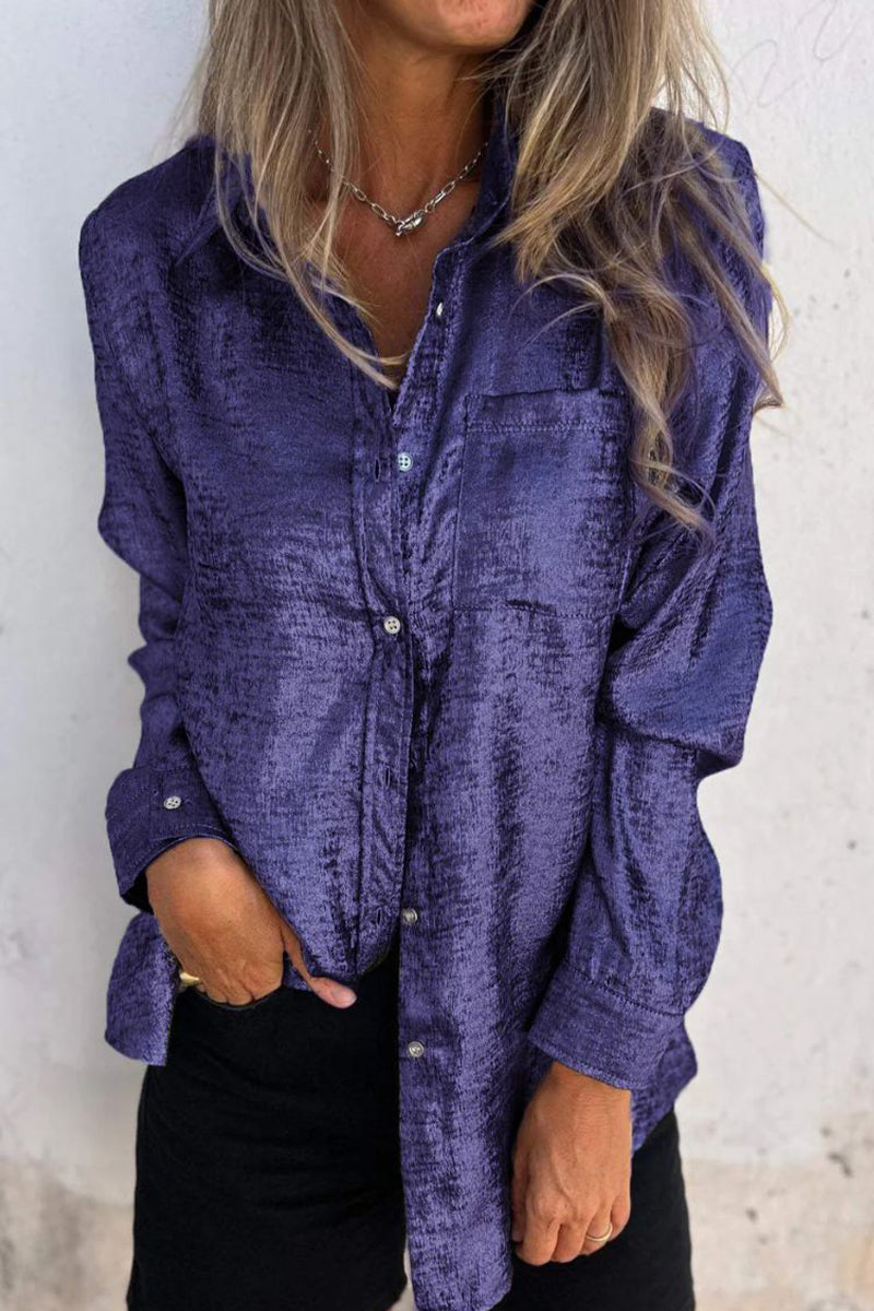 Sequined Turndown Collar Tops