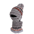 Three-Piece Fleece And Color-Block Knitted Hat, Scarf And Mask elevenforest
