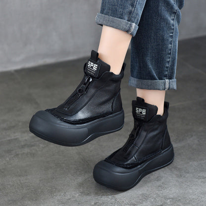 Zip Booties Authentic First Layer Cowhide Boots